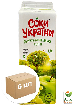 Яблочно-виноградный сок ТМ "Соки Украины" 1.93л упаковка 6 шт2