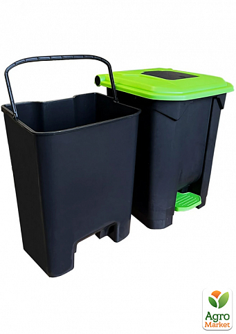 Бак для мусора с педалью Planet 50 л черный - зеленый (12233) - фото 3