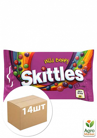 Драже жевательное в разноцветной сахарной оболочке дикие ягоды skittles уп. 14 шт