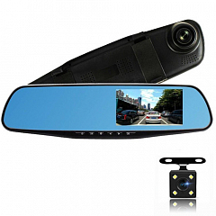 Автомобильный видеорегистратор-зеркало L-9002, LCD 4.3``, 2 камеры, 1080P Full HD1