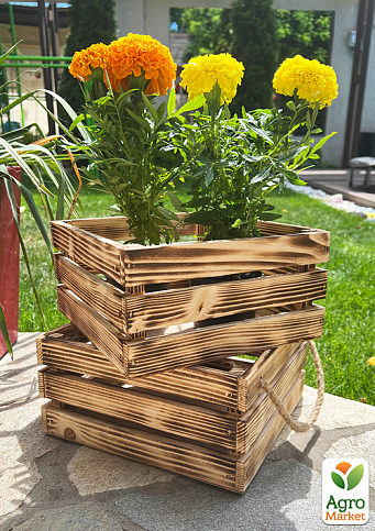 Ящик дерев'яний для зберігання декору та квітів "Прованс" довжина 25см, ширина 27см, висота 13см. (обпалений) - фото 4