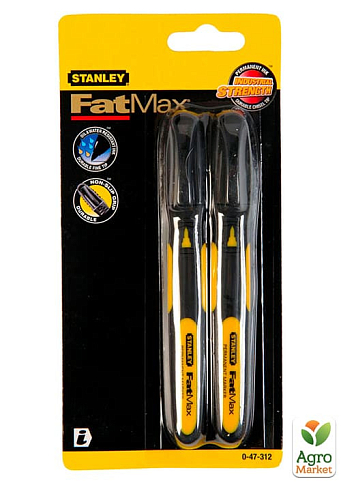 Набор из двух плоских маркеров FatMax® с заостренным наконечником и стойкими черными чернилами STANLEY 0-47-312 (0-47-312)