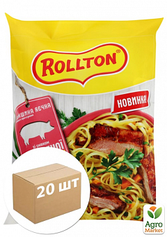 Локшина яєчна швидкого приготування (зі смаком смаженої свинини) пачка ТМ "Rollton" 85г упаковка 20шт2