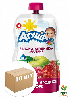 Пюре Яблуко-полуниця-малина (Дой-Пак) ТМ "Агуша" 0,090 кг упаковка 10шт2