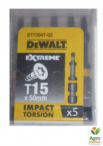 Набір біт DeWALT "IMPACT TORSION", ударні, Torx, Т15, L = 50 мм, 5 шт DT7394T ТМ DeWALT