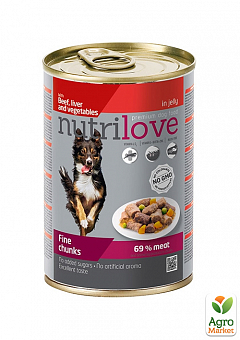 Nutrilove Beef vegatables and liver Влажный корм для собак с говядиной, печенью и овощами в желе  415 г (4025840)1