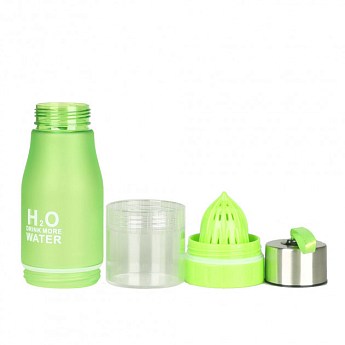 Пляшка для води і напоїв H2O Water Bottle з соковижималкою 650 мл зелена SKL11-187053 - фото 3