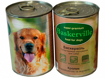 Baskerville Влажный корм для собак с кроликом и вермишелью  800 г (5967040)