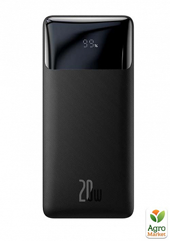 Дополнительный внешний аккумулятор повербанк Baseus Bipow Digital Display Power Bank 20000 mAh 20W черный - фото 2