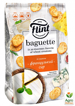 Сухарики пшеничные со вкусом "Французский сыр" 100 г ТМ "Flint Baguette"1