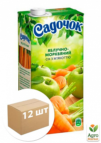 Сік яблучно-морквяний (з м'якоттю) ТМ "Садочок" 0,95л упаковка 12шт
