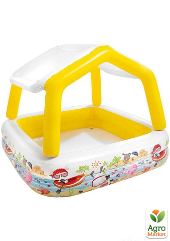 Детский надувной бассейн "Аквариум" со сьемным навесом,желтый 157х157х122 см ТМ "Intex" (57470)
