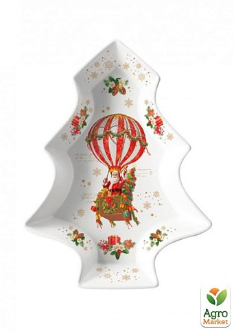 Фарфоровая тарелка в форме елки "Рождественские воспоминания", 21,5x28,5 см (R1095#CHTR)