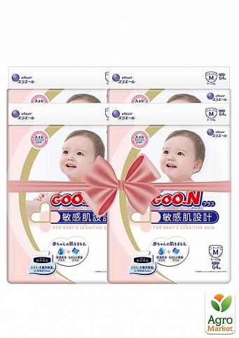 Підгузки GOO.N Plus для дітей 6-11 кг (розмір M, на липучках, унісекс, 256 шт)