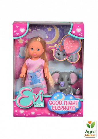 Кукольный набор Эви "Спокойной ночи" со слоненком и аксессуарами, 3+ Simba Toys
