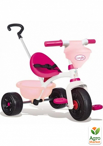 Дитячий металевий велосипед "Королле Бі Фан" з багажником та сумкою, рожевий, 15 міс. Smoby Toys
