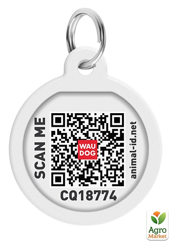 Адресник для собак и кошек металлический WAUDOG Smart ID с QR паспортом, рисунок "Корги", круг, Д 30 мм (230-0212)  - фото 2