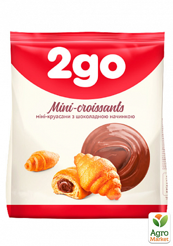 Міні-круасани з шоколадною начинкою ТМ "2 GO" 180 г упаковка 10 шт - фото 2