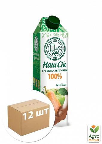 Грушево-яблочный сок ОКЗДП ТМ "Наш сок" TGA Square 0.95 л упаковка 12 шт