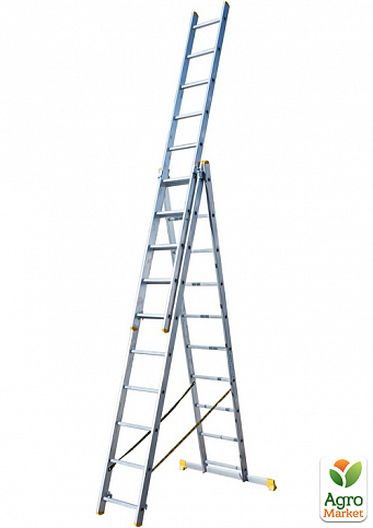 Лестница алюминиевая MASTERTOOL 3-х секционная 3х10 ступеней h=7000 мм max 150 кг 79-1310
