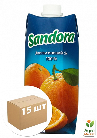Сок апельсиновый ТМ "Sandora" 0,5л упаковка 15шт