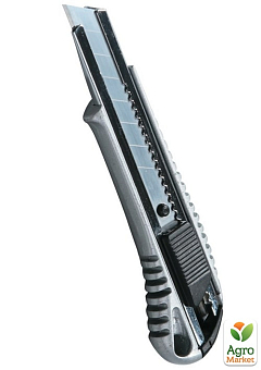 Нож MASTERTOOL 18 мм металлический с направляющей кнопочный фиксатор 17-01282