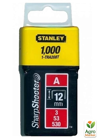 Скоби тип А висотою 12 мм, для ручного степлера Light Duty, в упаковці 1000 шт STANLEY 1-TRA208T (1-TRA208T)