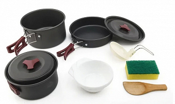 Набор посуды на 2-3 человек из анодированного алюминия комплект туристический походный SKL11-310763