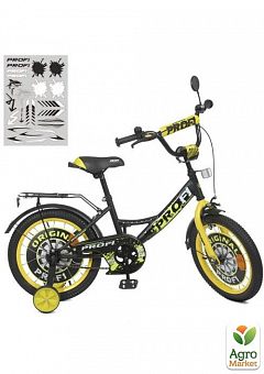 Велосипед дитячий PROF1 18д. Original boy,SKD45,ліхтар,дзвінок,дзеркало,дод.кол.,чорно-жовтий (Y1843) 2