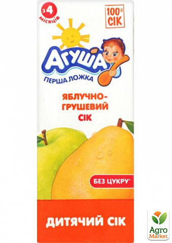 Сок яблочно-грушевый ТМ "Агуша" 0,2л упаковка 18шт - фото 2