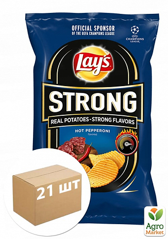 Картопляні чіпси Strong (Гострий пепероні) Poland ТМ "Lay's" 140г упаковка 21шт