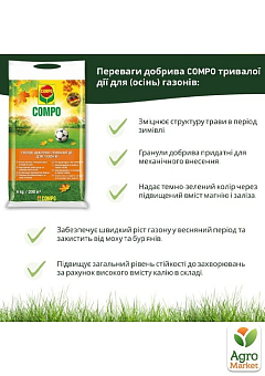 Твердое удобрение длительного действия для газонов (осень) COMPO 4кг (3170)5