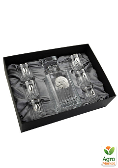Набір горілчаної серії «Козаки», графин з срібло козаком, 6 чарок з овалами срібло, платина, кришталь (B77KOZ2PS)2