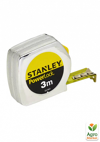 Рулетка вимірювальна STANLEY "Powerlock®", 3м х 19 мм в хромованому пластмасовому корпусі. 0-33-041 ТМ STANLEY