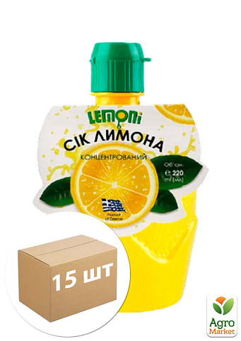 Сік лимонний концентрований ТМ "Lemoni" 200мл упаковка 15шт