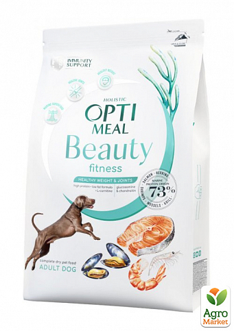 Сухой беззерновой полнорационный корм для взрослых собак Optimeal Beauty Fitness на основе морепродуктов 4 кг (3673880)