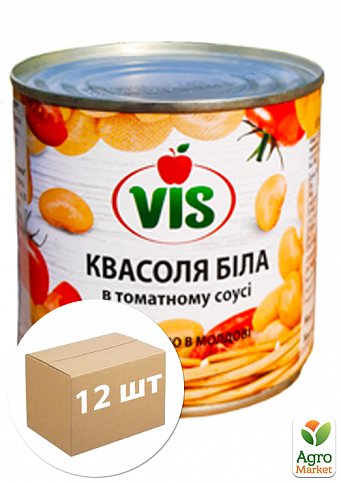 Квасоля біла в томатному соусі стерилізована ТМ "Vis" з/б 410 г упаковка 12шт