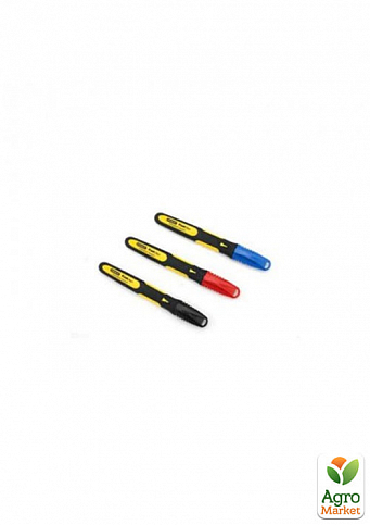 Набір маркерів STANLEY "FatMax®" із загостреним наконечником, 3 шт. (Чорний, червоний, синій). 0-47-322 ТМ STANLEY