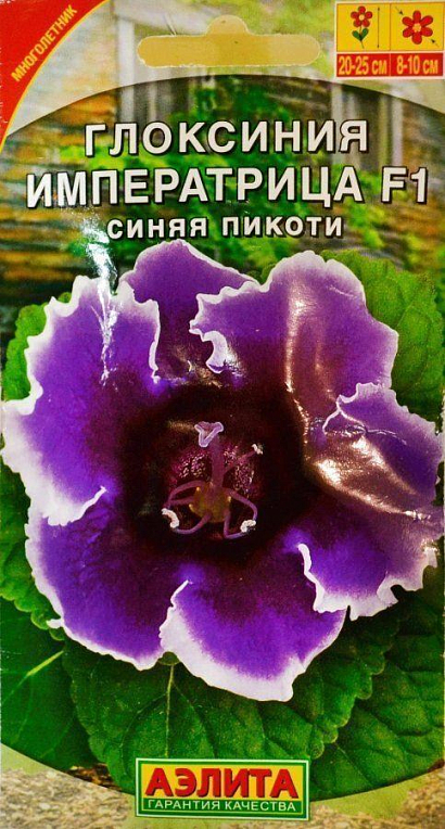 Глоксиния "Императрица F1 синяя пикоти" ТМ "АЭЛИТА" 5шт