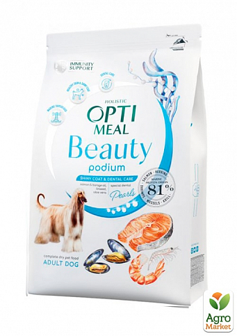 Сухий беззерновий повнораційний корм для дорослих собак Optimeal Beauty Podium на основі морепродуктів 1.5 кг (3673780)