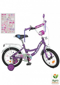 Велосипед детский PROF1 14д. Blossom, SKD45,фонарь,звонок,зеркало,доп.кол.,сиреневый (Y14303N)2