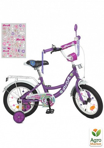 Велосипед дитячий PROF1 14д.  Blossom, SKD45,ліхтар,дзвінок,дзеркало,дод.кол.,бузковий