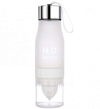 Пляшка для води і напоїв H2O Water Bottle з соковижималкою 650 мл біла SKL11-187052