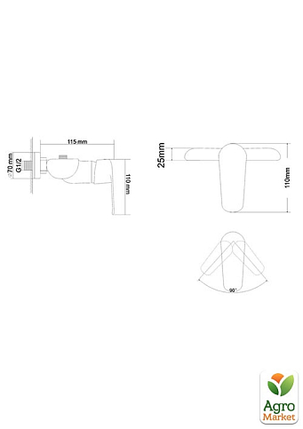 RJ Fly змішувач для душа одноважільний, хром/білий, 35 мм - фото 2