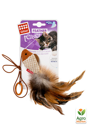 Іграшка для котів Дразнилка-рибка на палець GiGwi Teaser, перо, текстиль, 7 см (75026) - фото 2
