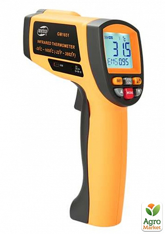 Бесконтактный инфракрасный термометр (пирометр), USB  -30-1650°C, 50:1, EMS=0,1-1  BENETECH GM1651