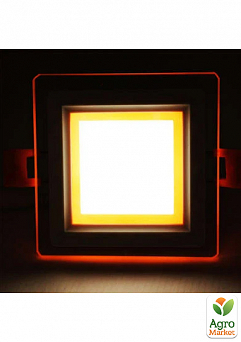LED панель Lemanso LM1038 Сяйво 6W 450Lm 4500K + оранж. 85-265V / квадрат + стекло (336114)