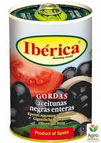 Маслини чорні великі (з кісточкою) ТМ "Iberica" 420г упаковка 12 шт - фото 2