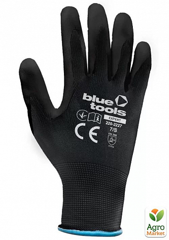 Стрейчевые перчатки с полиуретановым покрытием BLUETOOLS Sensitive (7"/S) (220-2227-07-IND)
