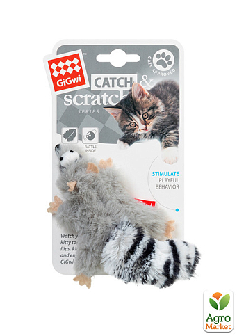Іграшка для кішок Єнот з котячою м'ятою GiGwi Catch&scratch штучне хутро, котяча м'ята, 8 см (75019) - фото 2